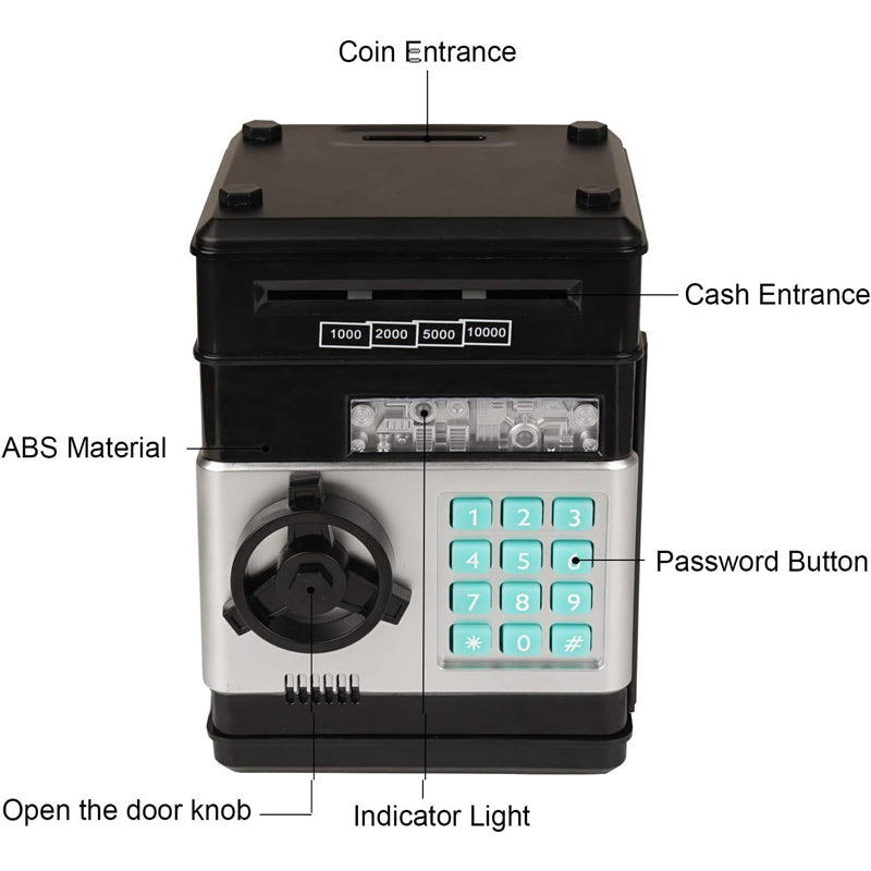 Tirelire électronique, mini distributeur automatique de billets, tirelire à code pour enfants, coffre-fort à motifs.