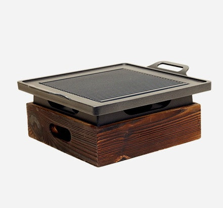 Poêle à griller coréenne avec siège en bois, usage domestique sans fumée