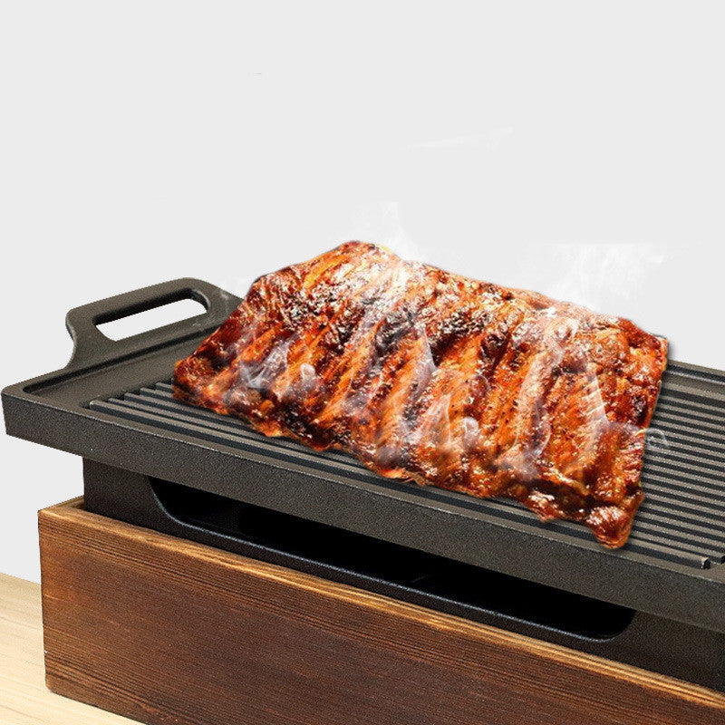 Poêle à griller coréenne avec siège en bois, usage domestique sans fumée