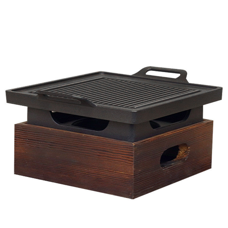 Poêle à griller coréenne avec siège en bois, usage domestique sans fumée