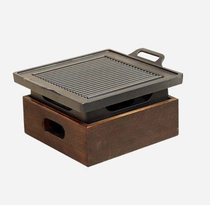 Poêle à griller coréenne avec siège en bois, usage domestique sans fumée