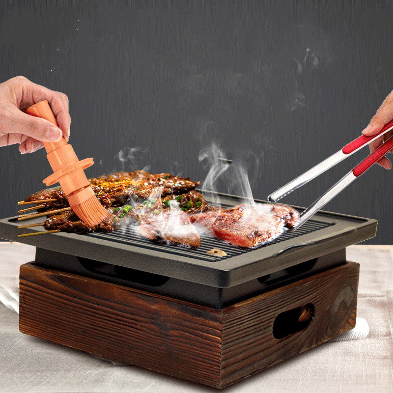 Poêle à griller coréenne avec siège en bois, usage domestique sans fumée