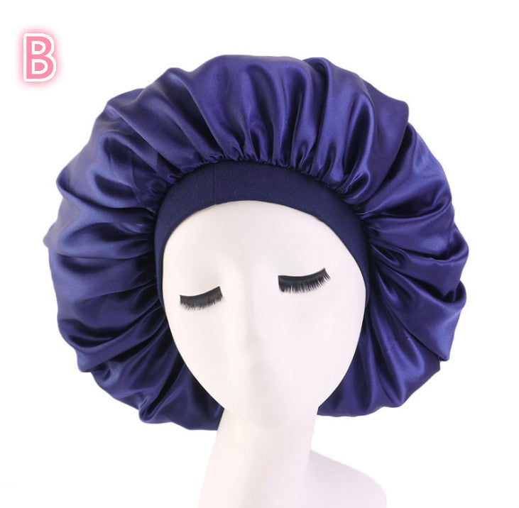 Bonnet de nuit en satin de soie imprimé beauté