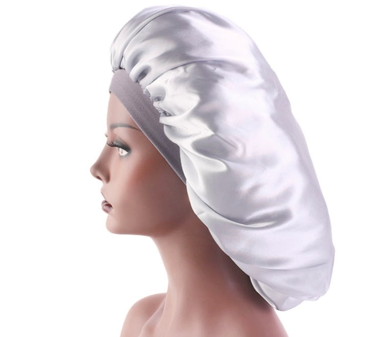 Bonnet de nuit en satin de soie imprimé beauté