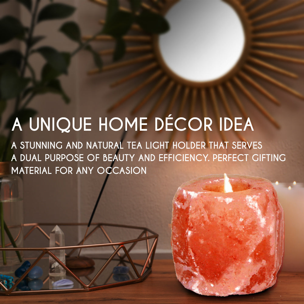 Porte-bougie chauffe-plat en sel rose de l'Himalaya par Pride of India – Bougeoir en sel – Objet de décoration – Idéal pour créer une ambiance apaisante – Parfait pour la maison et le spa – Forme naturelle