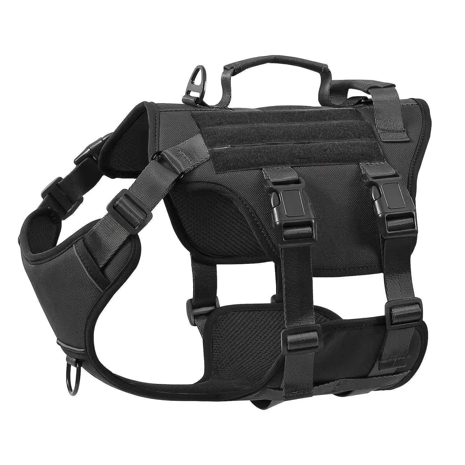 Harnais tactique pour chien de service en nylon durable et résistant à la chaleur, gilet réfléchissant anti-traction réglable avec double poignée pour grands chiens