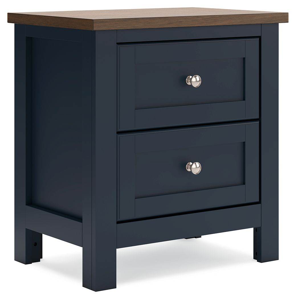 Table de chevet Landocken à deux tiroirs - Marron/Bleu