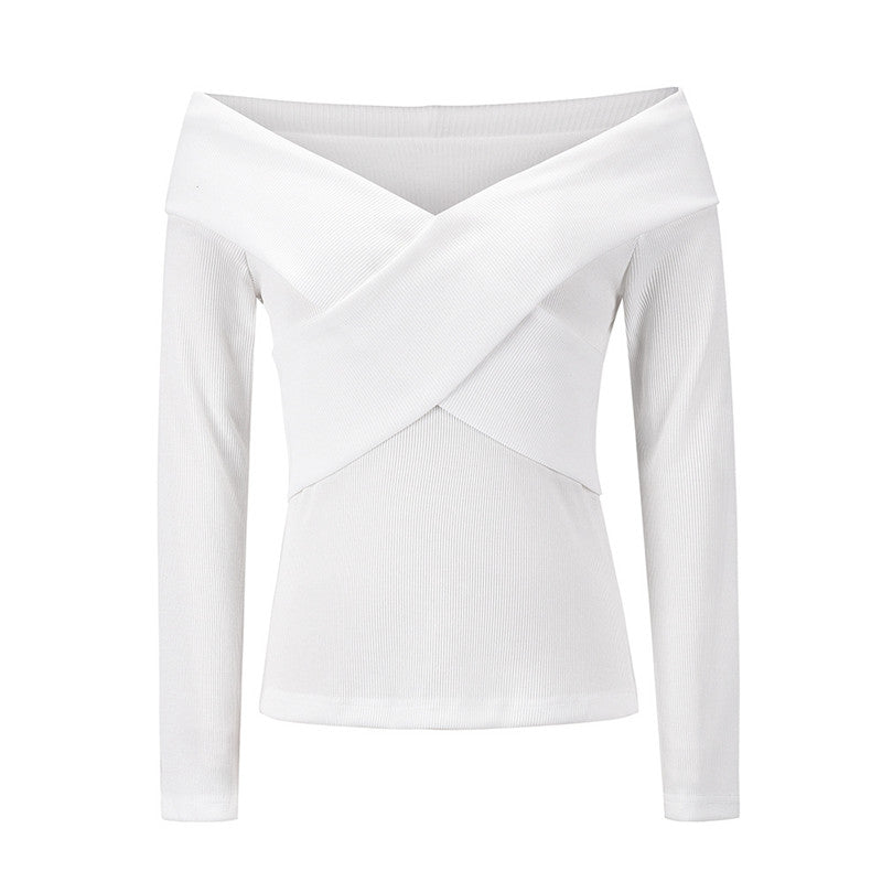 Pull sexy à double col en V, manches courtes et longues, chemise à manches longues