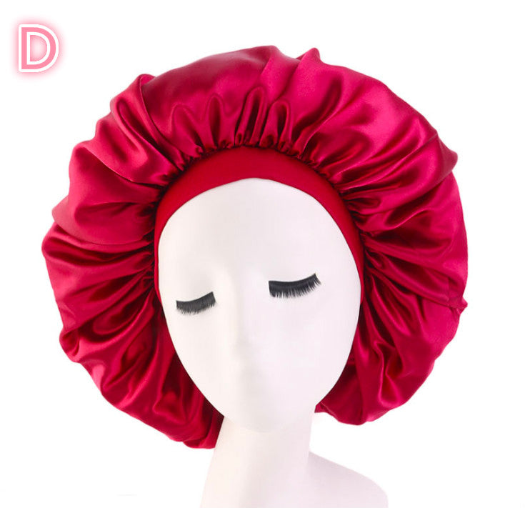 Bonnet de nuit en satin de soie imprimé beauté