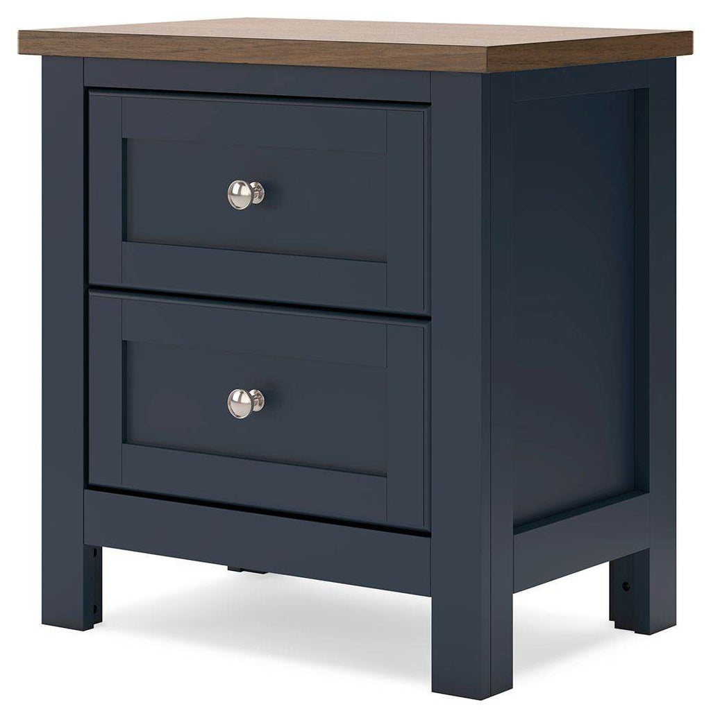Table de chevet Landocken à deux tiroirs - Marron/Bleu