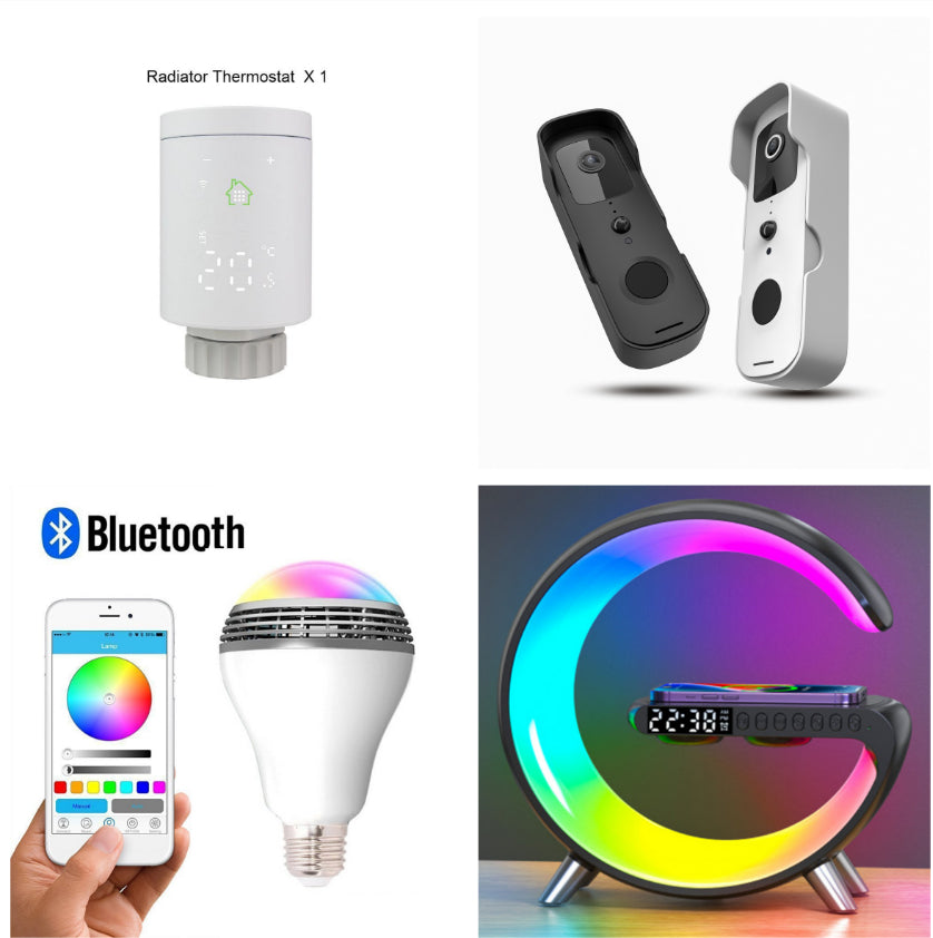 Nouvelle lampe LED intelligente en forme de G avec haut-parleur Bluetooth, chargeur sans fil et application de contrôle pour la décoration de la chambre et de la maison.