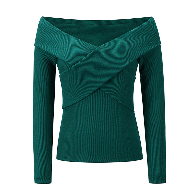 Pull sexy à double col en V, manches courtes et longues, chemise à manches longues