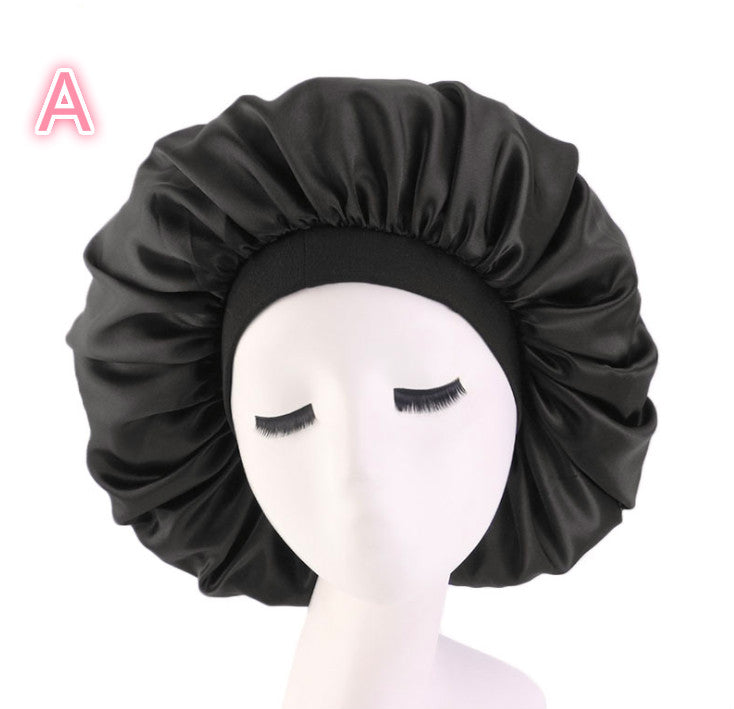 Bonnet de nuit en satin de soie imprimé beauté