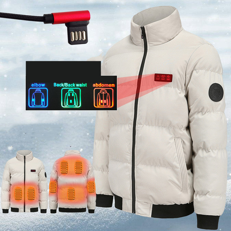 Veste chaude d'extérieur coupe-vent rembourrée en coton, chauffage USB pour l'hiver