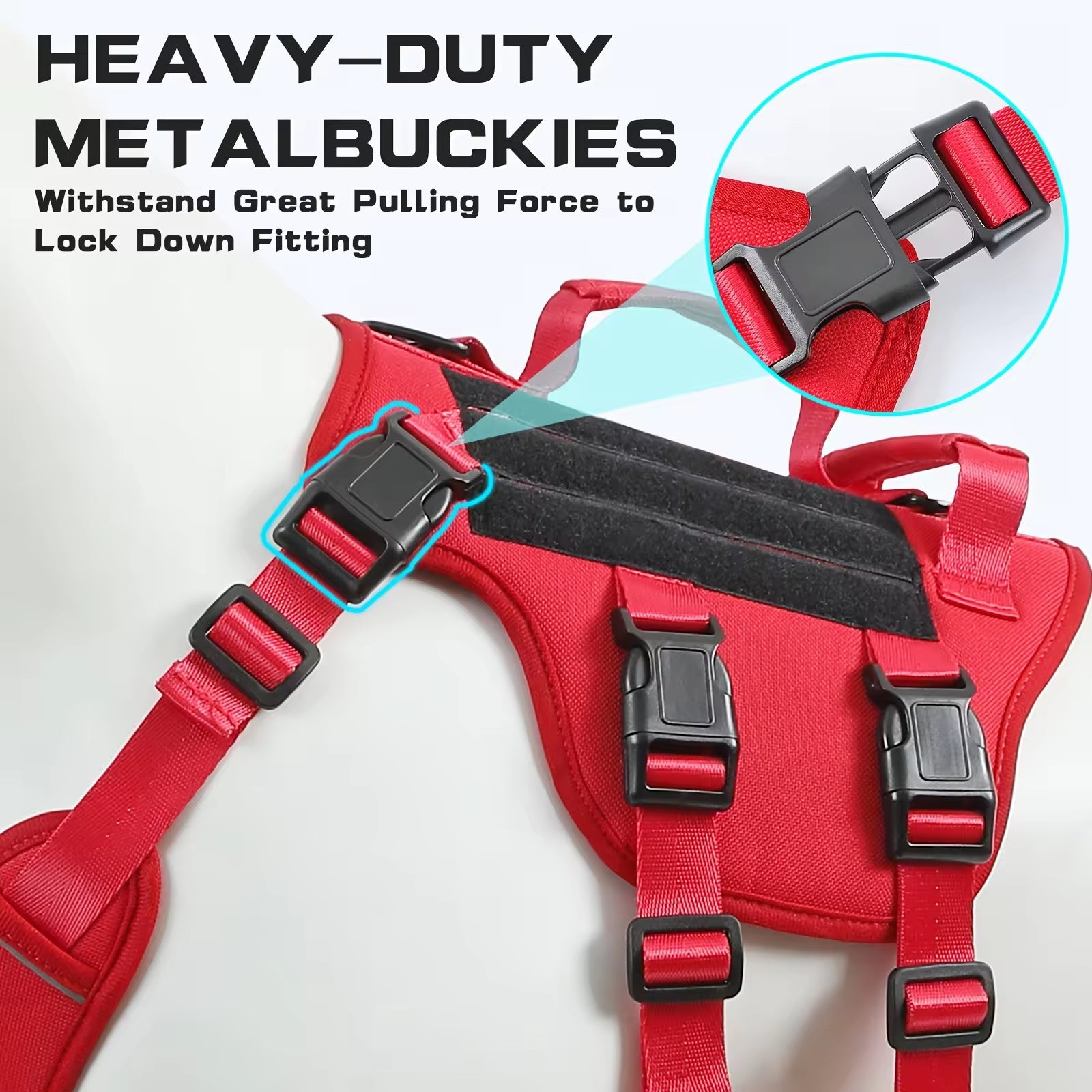 Harnais tactique pour chien de service en nylon durable et résistant à la chaleur, gilet réfléchissant anti-traction réglable avec double poignée pour grands chiens