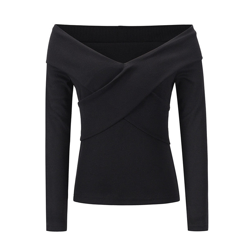 Pull sexy à double col en V, manches courtes et longues, chemise à manches longues