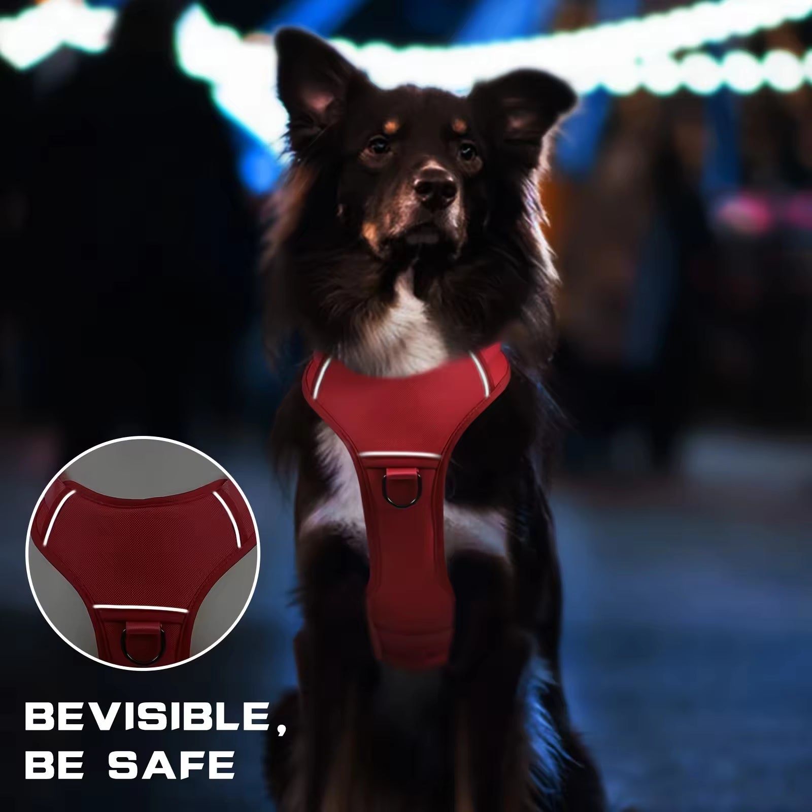 Harnais tactique pour chien de service en nylon durable et résistant à la chaleur, gilet réfléchissant anti-traction réglable avec double poignée pour grands chiens
