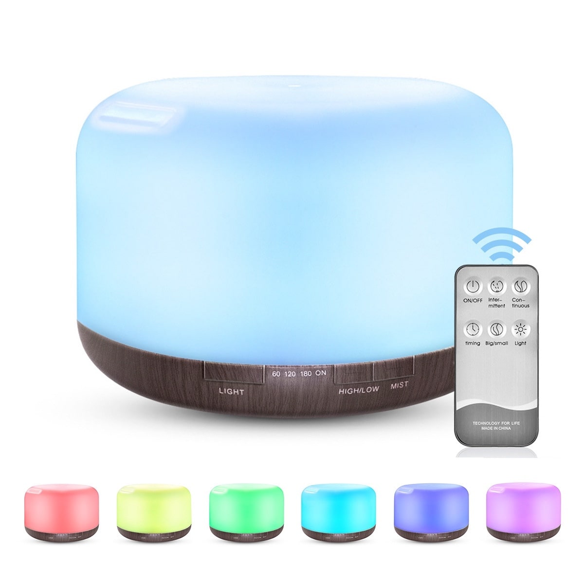 Diffuseur d'huiles essentielles à changement de couleur avec télécommande