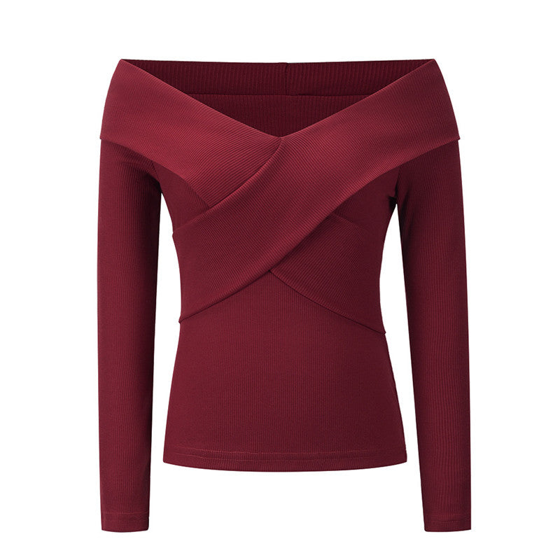 Pull sexy à double col en V, manches courtes et longues, chemise à manches longues