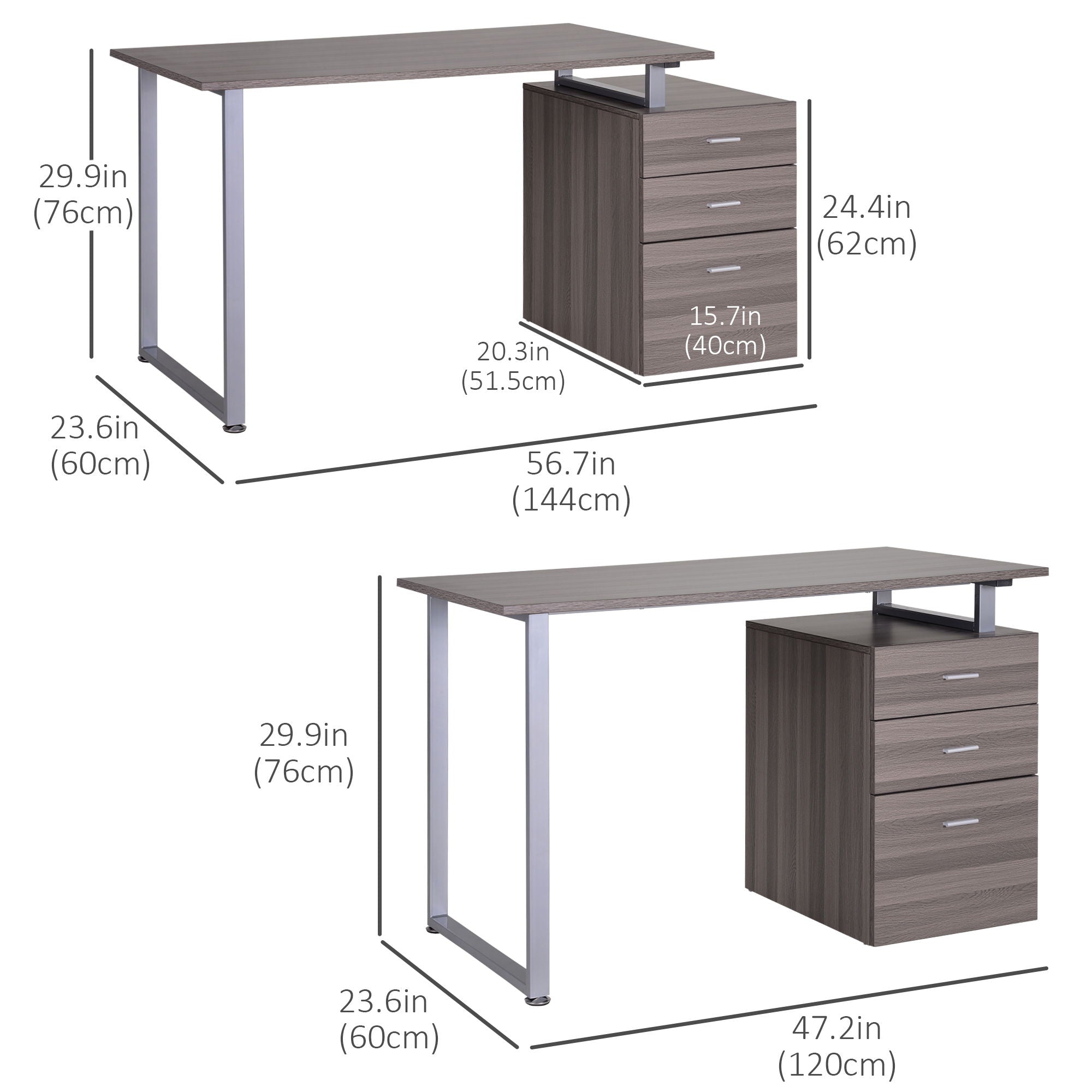 Bureau d'ordinateur en bois foncé