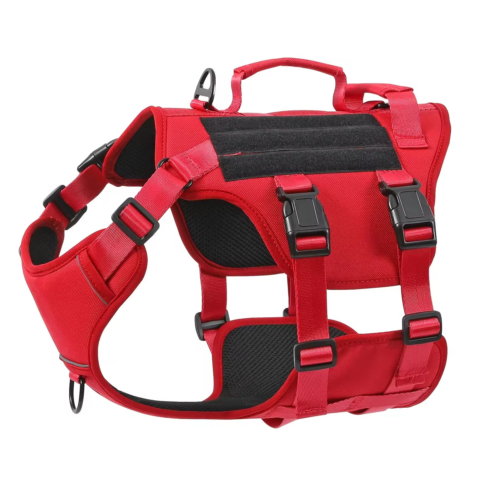 Harnais tactique pour chien de service en nylon durable et résistant à la chaleur, gilet réfléchissant anti-traction réglable avec double poignée pour grands chiens