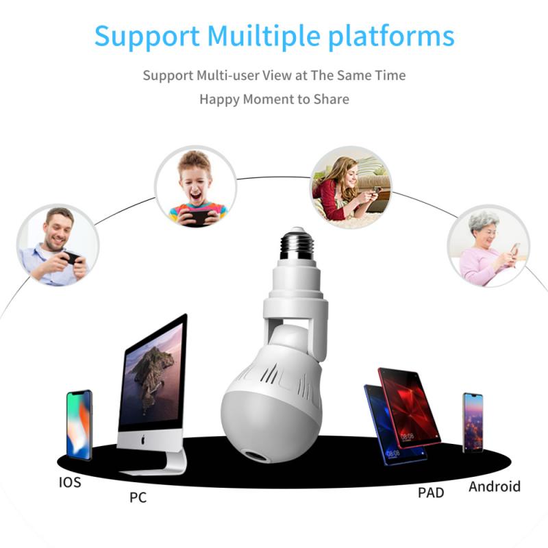 Ampoule lumineuse panoramique cachée à 360° avec caméra Wi-Fi