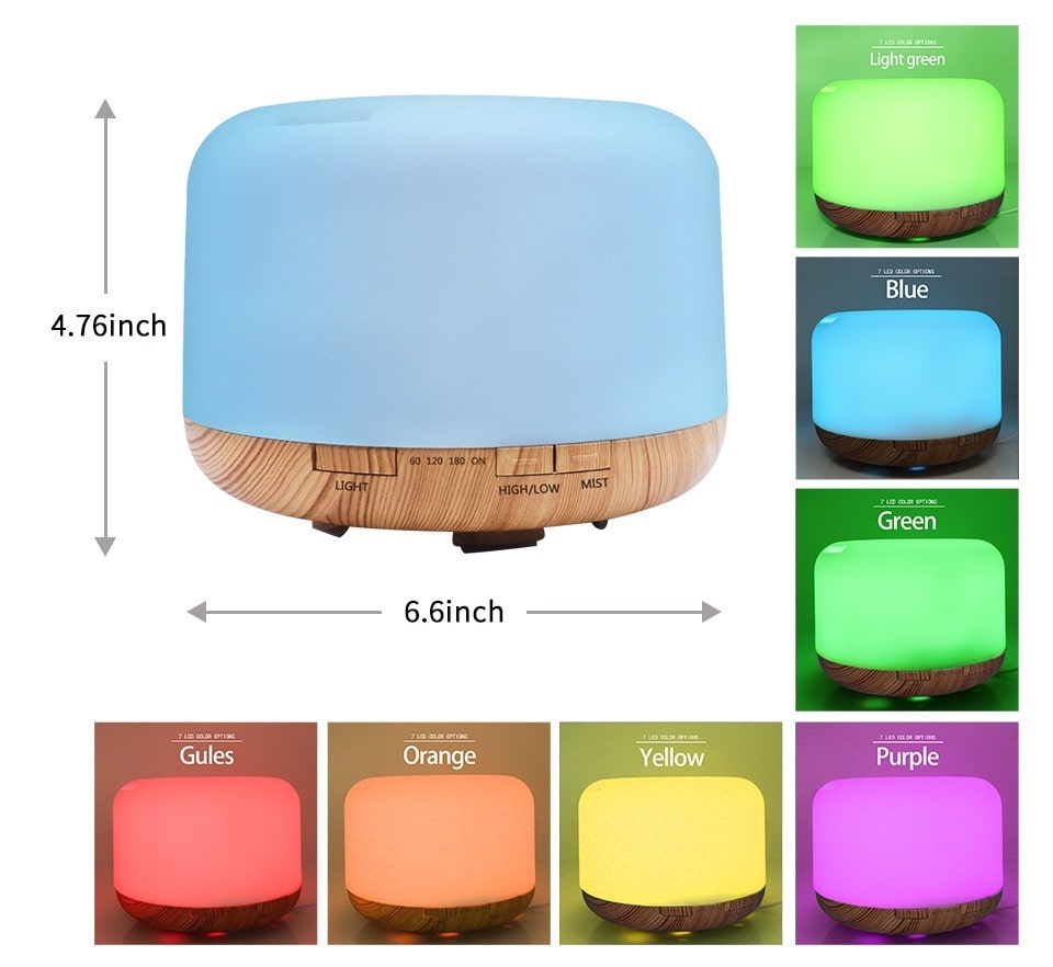 Diffuseur d'huiles essentielles à changement de couleur avec télécommande