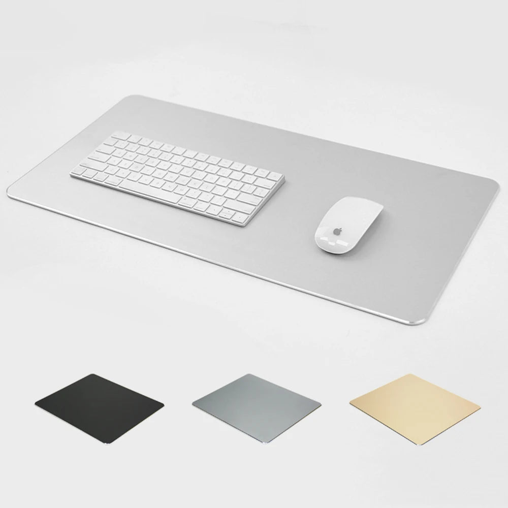 Tapis de souris en aluminium et métal, rigide, lisse et fin, double face, imperméable, pour ordinateur, bureau et maison. Tapis de souris pour gamer, idéal pour les jeux vidéo et la maison.
