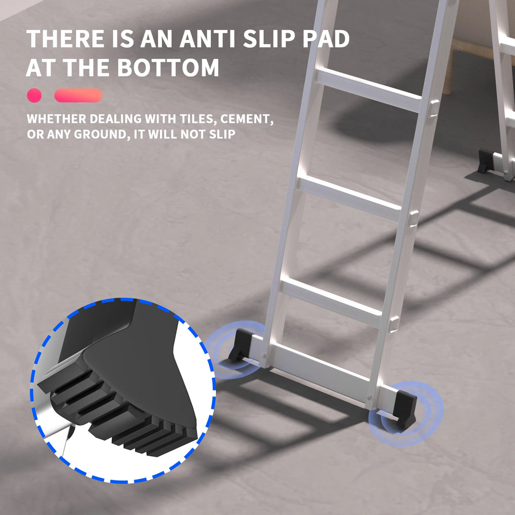 Échelle de grenier télescopique DayPlus, escabeau pliable et extensible en aluminium, portable, conforme à la norme EN131, capacité de 150 kg / 330 lb