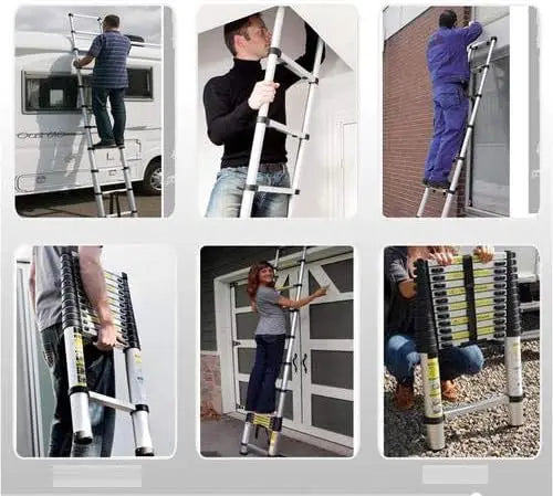 Échelle de grenier télescopique DayPlus, escabeau pliable et extensible en aluminium, portable, conforme à la norme EN131, capacité de 150 kg / 330 lb