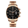 Montre homme de luxe en acier inoxydable noir à quartz, montre-bracelet pour homme d'affaires avec calendrier, Reloj Hombre