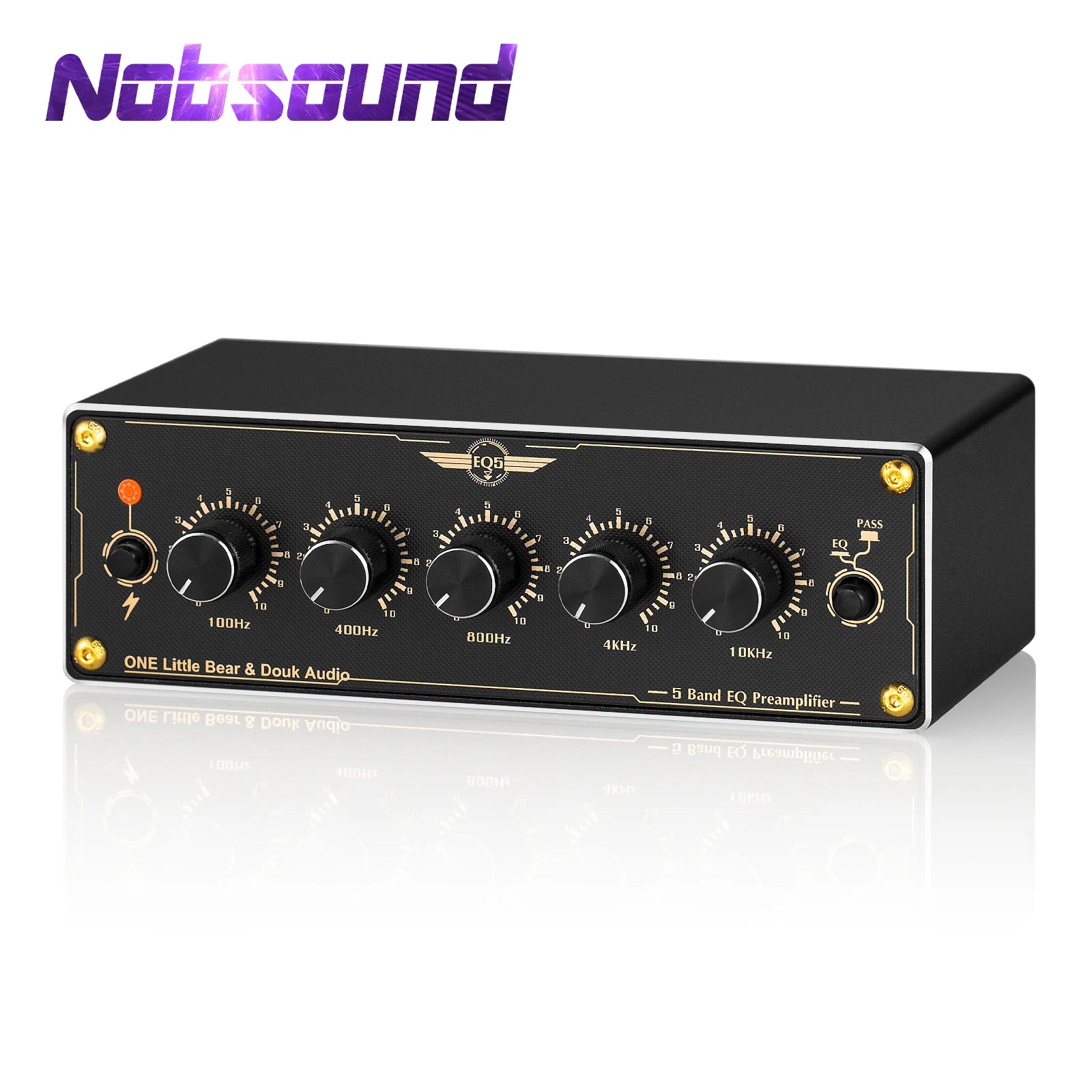 Préamplificateur audio stéréo Nobsound EQ5 2.0 canaux, micro-égaliseur analogique 5 bandes, processeur audio pour la maison ou la voiture