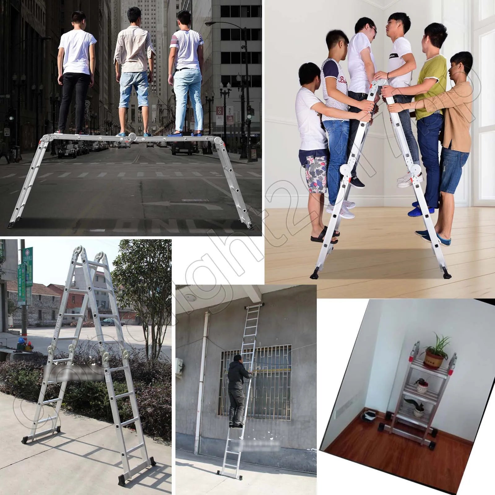 Échelle de grenier télescopique DayPlus, escabeau pliable et extensible en aluminium, portable, conforme à la norme EN131, capacité de 150 kg / 330 lb