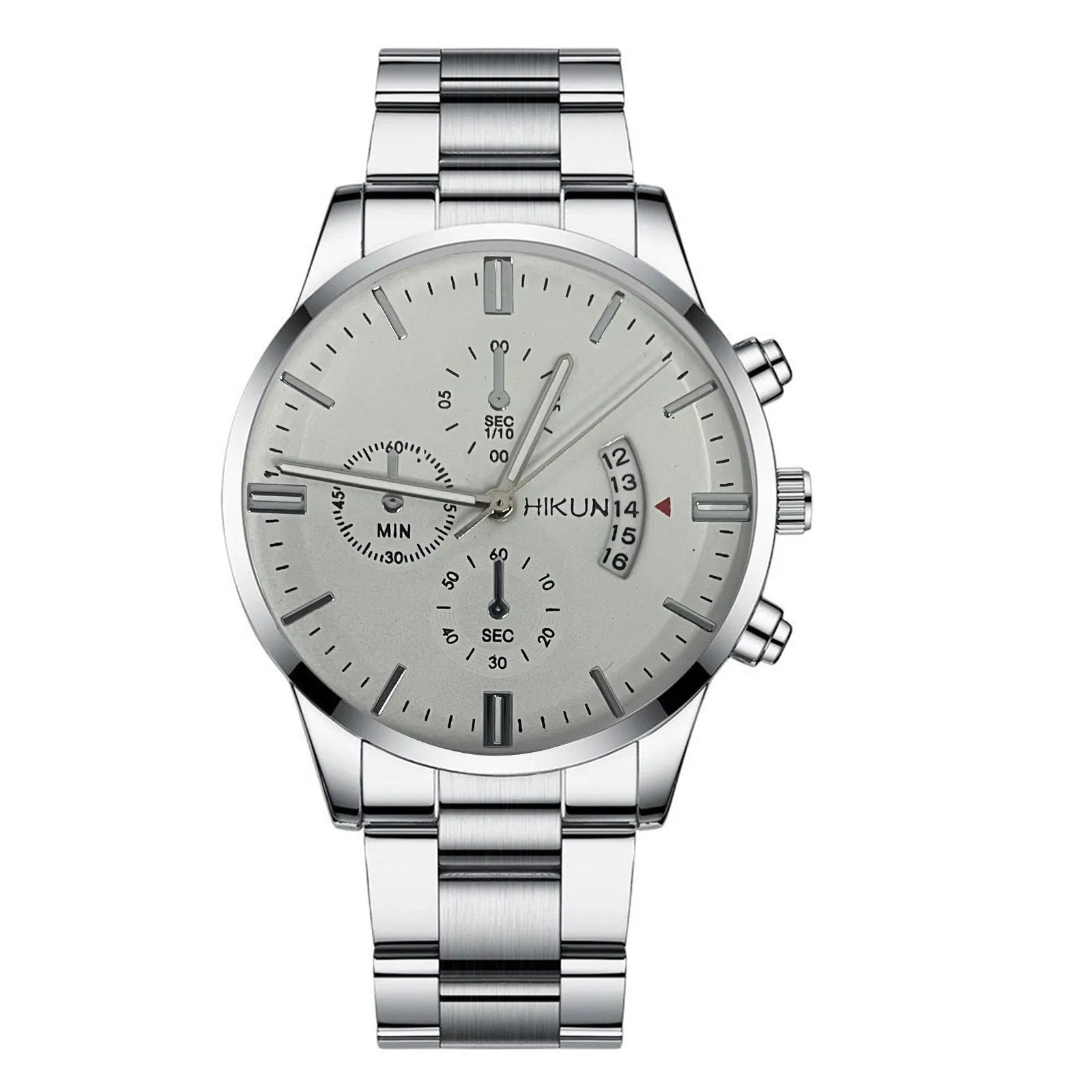 Montre homme de luxe en acier inoxydable noir à quartz, montre-bracelet pour homme d'affaires avec calendrier, Reloj Hombre