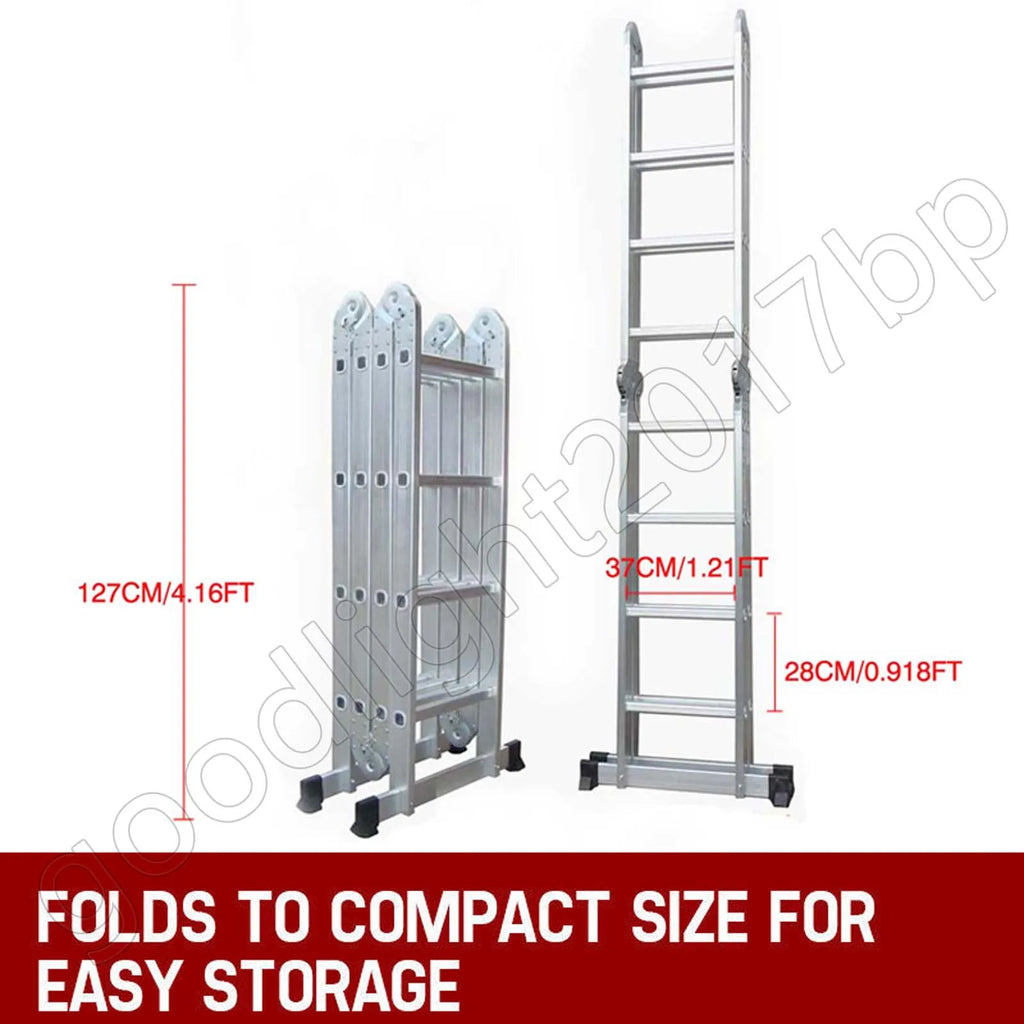 Échelle de grenier télescopique DayPlus, escabeau pliable et extensible en aluminium, portable, conforme à la norme EN131, capacité de 150 kg / 330 lb