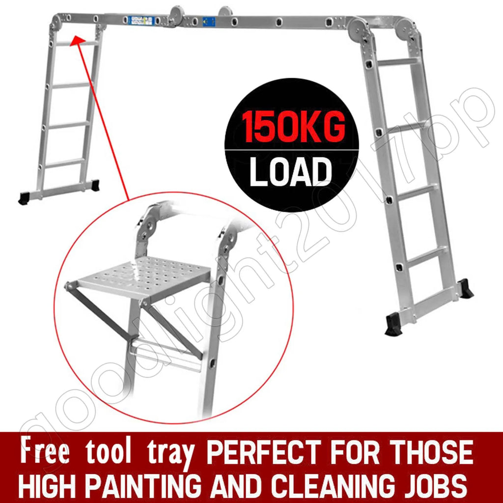 Échelle de grenier télescopique DayPlus, escabeau pliable et extensible en aluminium, portable, conforme à la norme EN131, capacité de 150 kg / 330 lb
