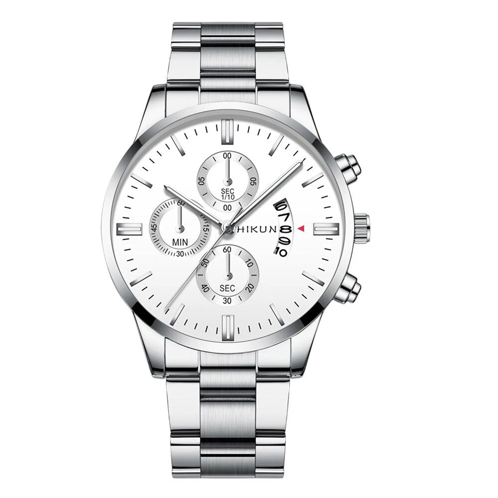 Montre homme de luxe en acier inoxydable noir à quartz, montre-bracelet pour homme d'affaires avec calendrier, Reloj Hombre
