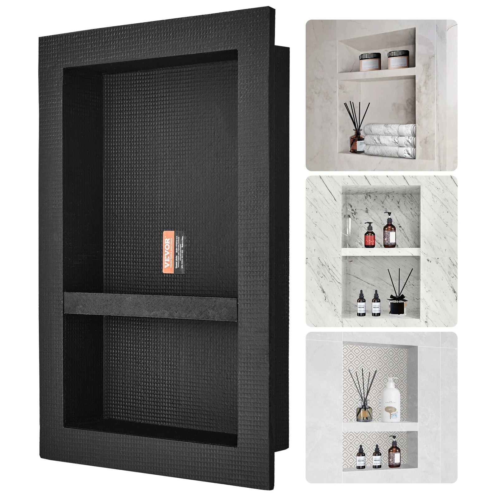 SucceBuy Niche de douche prête à carreler, étagère d'angle, niche encastrée avec protection étanche, rangement pour savon dans la salle de bain