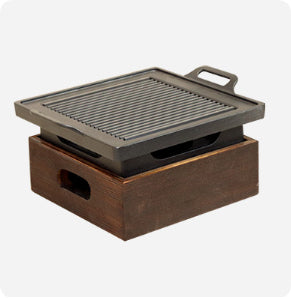 Poêle à griller coréenne avec siège en bois, usage domestique sans fumée
