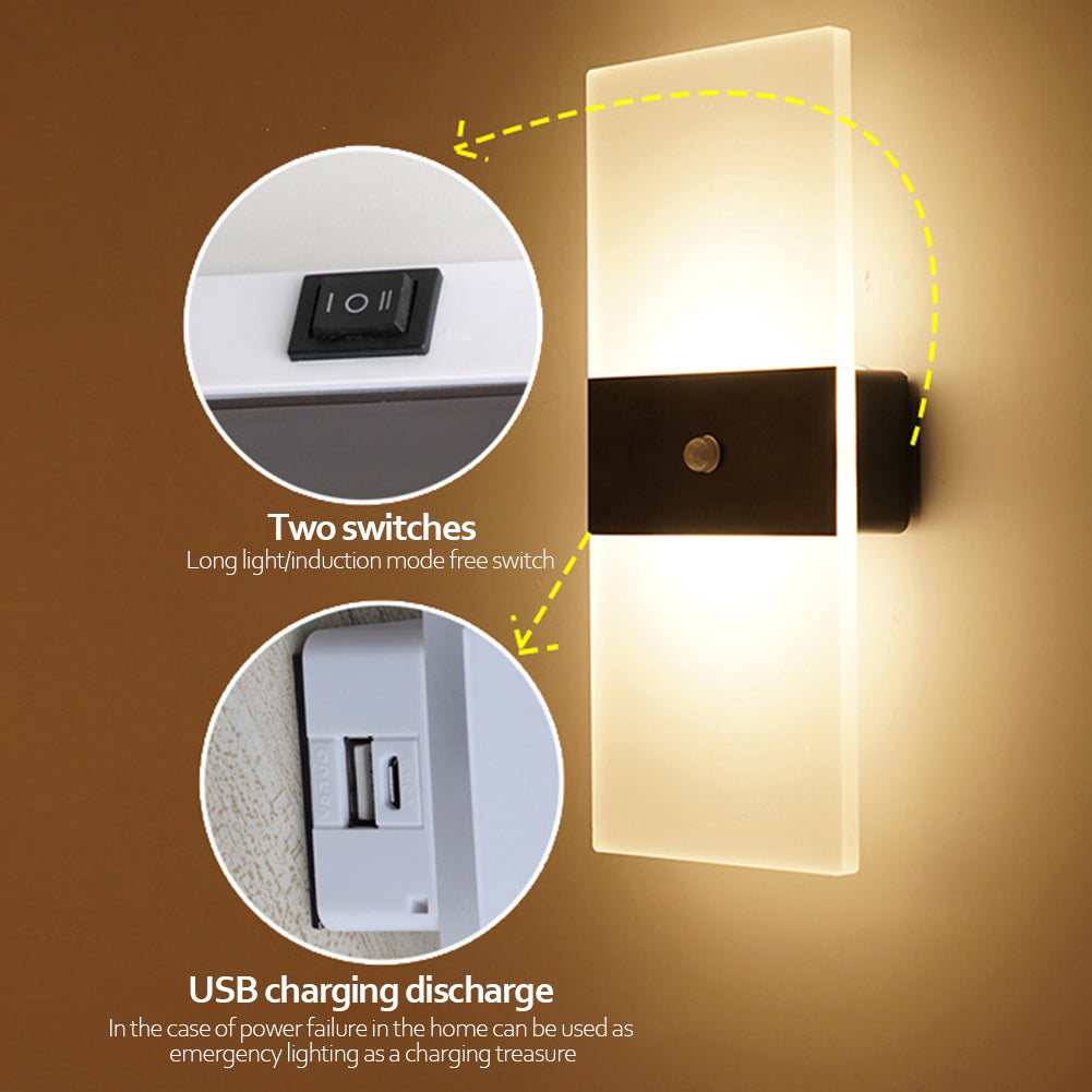 Lampe murale intérieure à chargement USB et détection