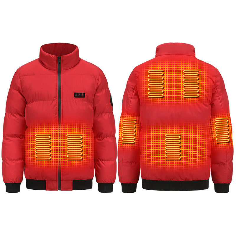 Veste chaude d'extérieur coupe-vent rembourrée en coton, chauffage USB pour l'hiver